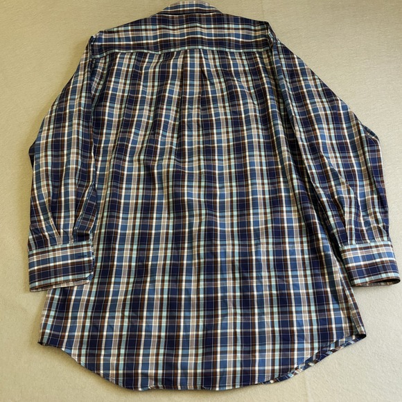 Peter Millar Shirt Mens Medium M Blue Plaid Button Down Long Sleeve 100% Cotton - Picture 7 of 8